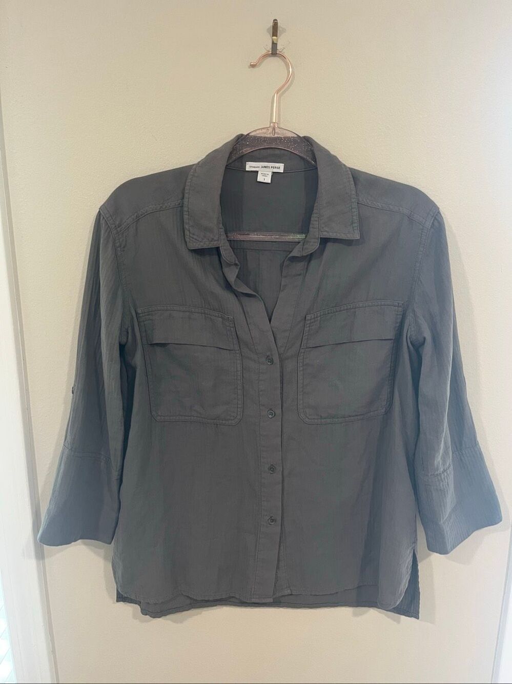Standard James Perse Size 1 Gray Button Up Blouse